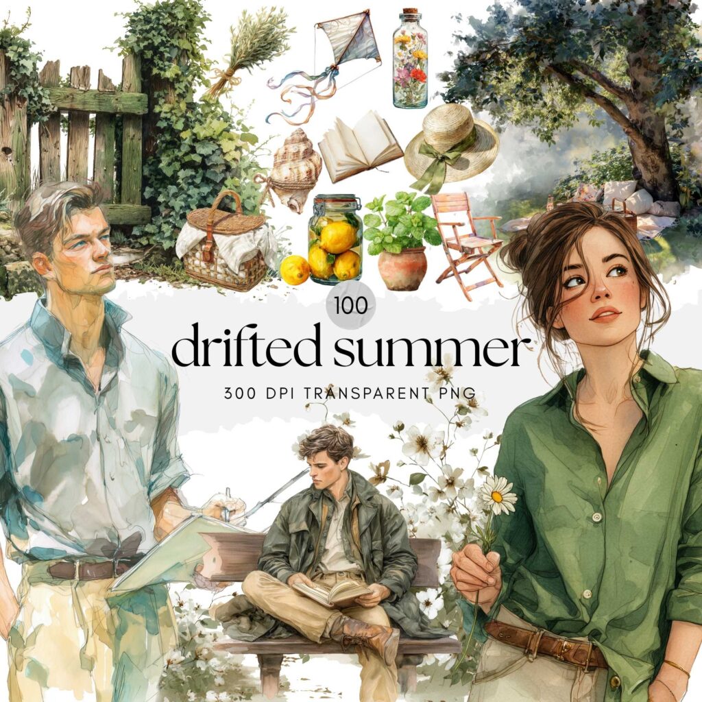 Watercolor Drifted Summer ClipArt