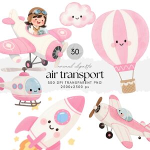 Pink Air Transport ClipArt
