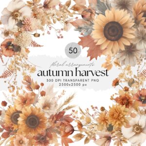 Watercolor Autumn Harvest Floral Arrangements