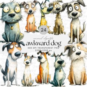 Watercolor Awkward Dog ClipArt