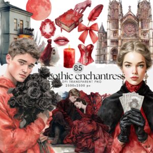 Watercolor Gothic Enchantress ClipArt