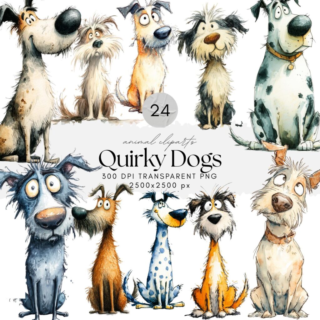 Watercolor Quirky Dog ClipArt