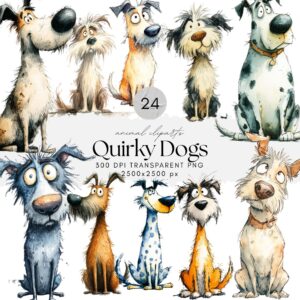 Watercolor Quirky Dog ClipArt