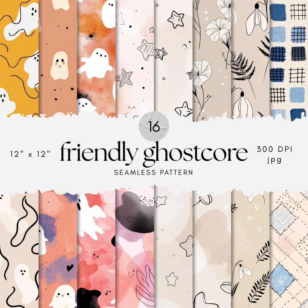 Friendly Ghostcore Seamless Patterns
