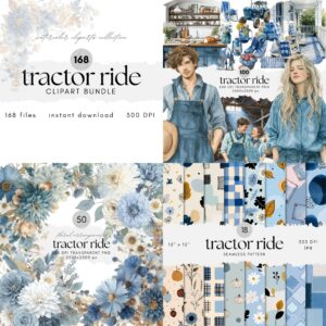 Watercolor Tractor Ride Bundle Collections