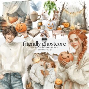 Watercolor Friendly Ghostcore ClipArt