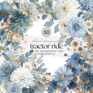 Watercolor Tractor Ride Floral Arrangements