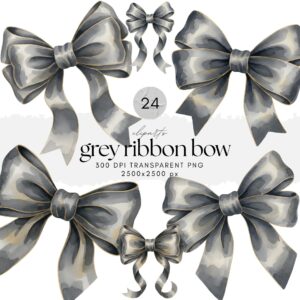 Grey Ribbon Bow ClipArt