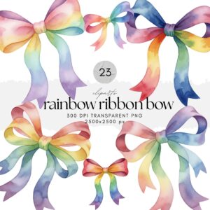 Rainbow Ribbon Bow ClipArt