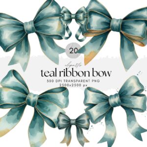 Teal Ribbon Bow ClipArt